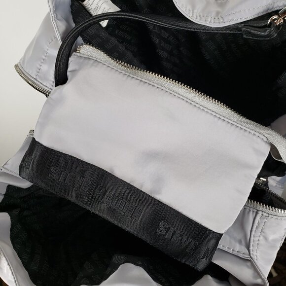Steve Madden Bstripe Purse Gray Nylon Shoulder Tote Y2K Spellout - Picture 5 of 12